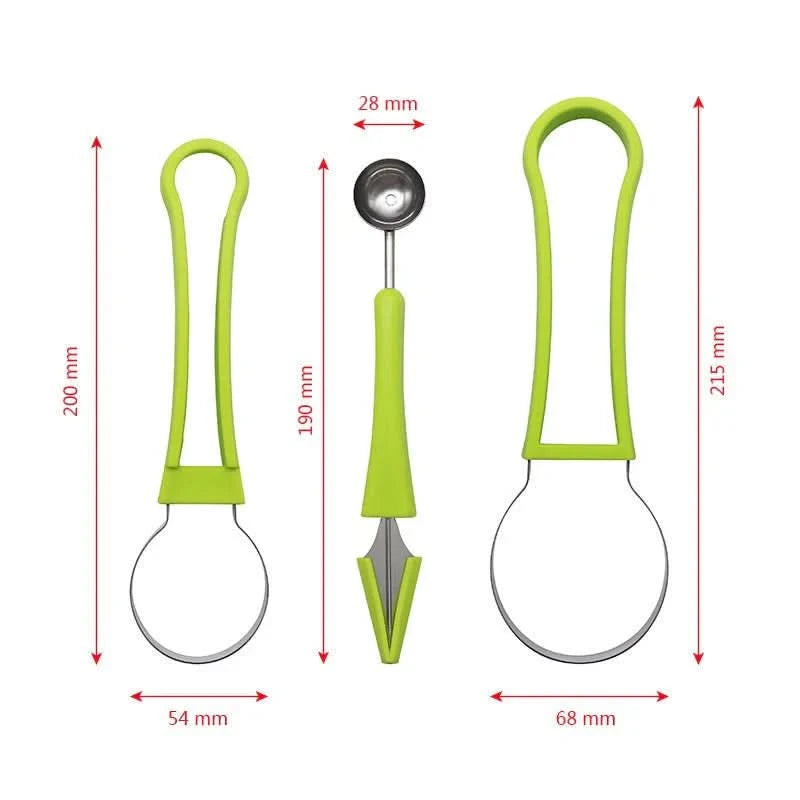 Three-in-One Stainless Steel Multi-Purpose Fruit Ball Excavator Spoon